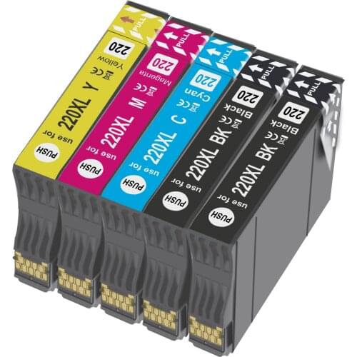 5 Pack Compatible 220XL T220 XL ink cartridges Epson WF-2630 WF-2650 WF-2660 XP-320 XP-420 XP-424 printer 220XL 220