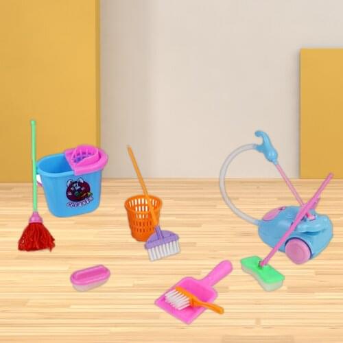 9PCS Kids Pretend Play Cleaning Tool Set Sweeping House Mini Broom Mop Cleaning Housework Kit Role Play Educational Toys