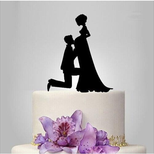 Free Shipping Pregnant Bride and Groom Silhouette Wedding Acrylic Cake Topper