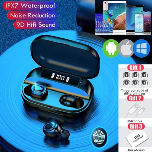 TWS Bluetooth-compatible 5.0 Earphones Wireless Headphone 9D HIFI Stereo Sports Waterproof Earbuds Headsets With Microphone