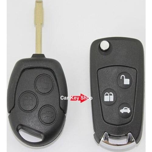 DAKATU Uncut Blank Flip Folding Key Shell For Ford Focus Mondeo Fiesta Focus 3 Button Replacement Case