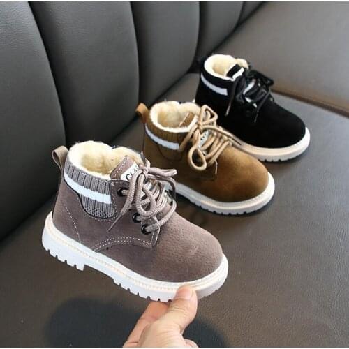 Children Casual Shoes Winter Martin Boots Boys Shoes Fashion Leather Soft Antislip Girls Snow Boots 21-30 Sport Running Shoes