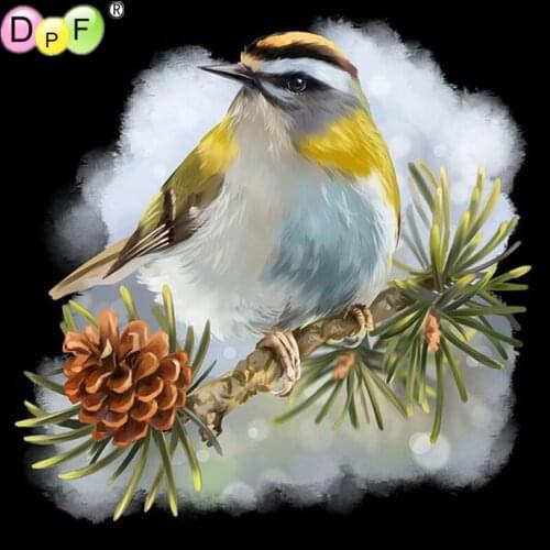 DPF 5D Diamond Embroidery Round full Diamond painting Cross Stitch Needlework Birds on Matsuba sing diamond Mosaic decor crafts