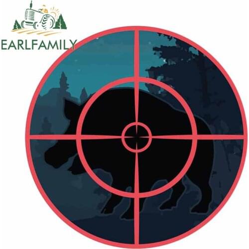 EARLFAMILY 13cm x 12.9cm for Forest Hunt Pig Scope Target Weapon Hobby Car Stickers Waterproof Vinyl Material Decal Decoration