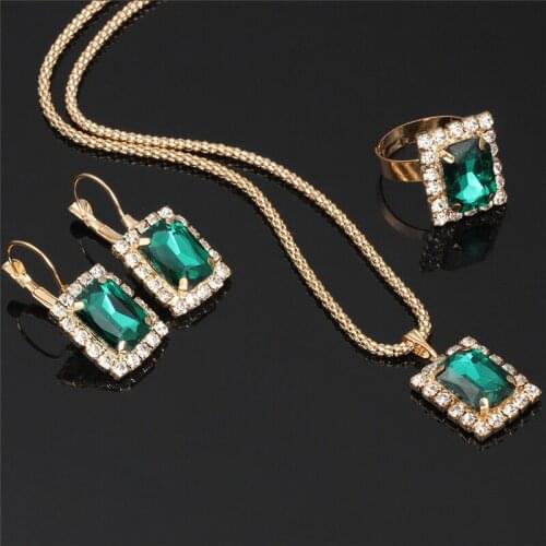 Elegant Rhinestone Inlaid Ring Necklace Earrings Wedding Jewelry Sets Jewelry Man Made Rock Woman Wedding Performance Props