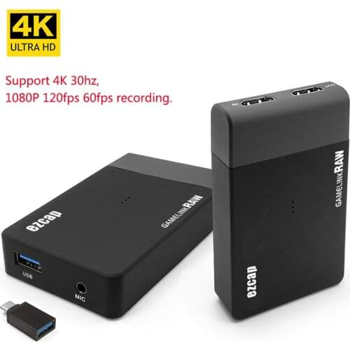 Ezcap321A USB 3.0 HD Game Capture Card Live Streaming Box 4K 30hz 1080P 120fps 60fps Video Recording TV Loop Mic Input