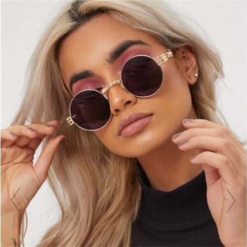 Classic Alloy Steampunk Round Sunglasses Men Luxury Designer Womens Shades Vintage Sun Glasses Male Clear Lens Eyeglasses