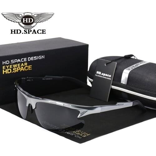 HD Men Al-Mg Polarized Sunglasses Ultra Light Motion Eyewear Male Semi Rimless Oculos De Sol UV400 Driving Fishing Glasses LD035