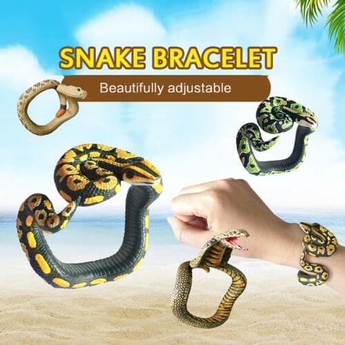 Halloween Party PVC Toy Snake Bracelet Tricky Spoof Simulation Snake Toy Realistic Snake Wrist Band Animal Prank Novelty Gag Toy