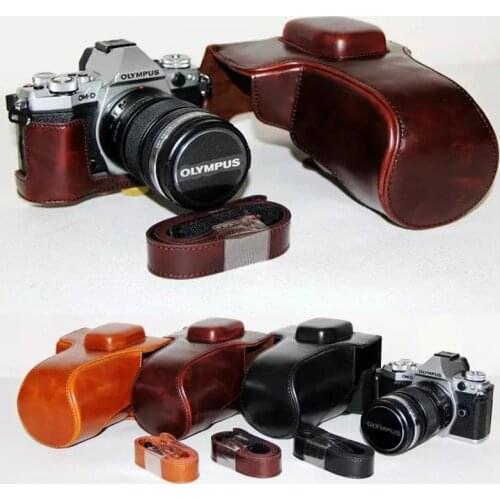 PU Leather case Camera Bag Cover for olympus E-M5 II E-M5 Mark ii em5 II With Strap