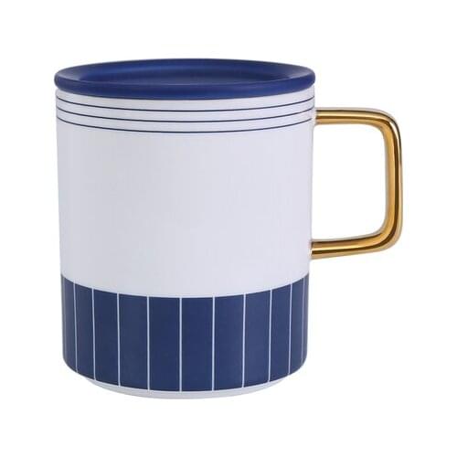 Ceramic Nordic Style Mug Couple Cup With Lid And Spoon Simple Coffee Milk Breakfast Oatmeal Cup Tea Mug Drinkware Gift Box