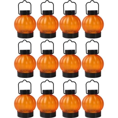 LUDA 12Pack Flickering Pumpkin Lantern Tea Lights LED Pumpkin Lights Flameless For Halloween Christmas Thanksgiving