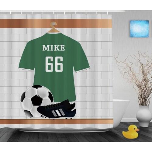 Customizable Soccer Jersey Shower Curtain Custom Name Or Message Print Bathroom Curtains Polyester Fabric With Hooks