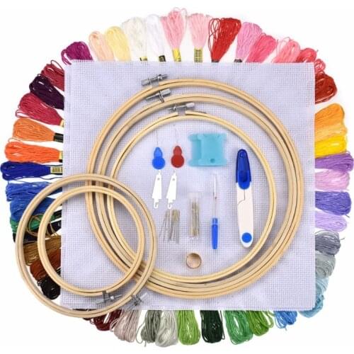 50 Skeins Embroidery Floss Cross Stitch Thread Hoop Kit With Punch Stitching Knitting DIY Sewing Accessories For Women Mom
