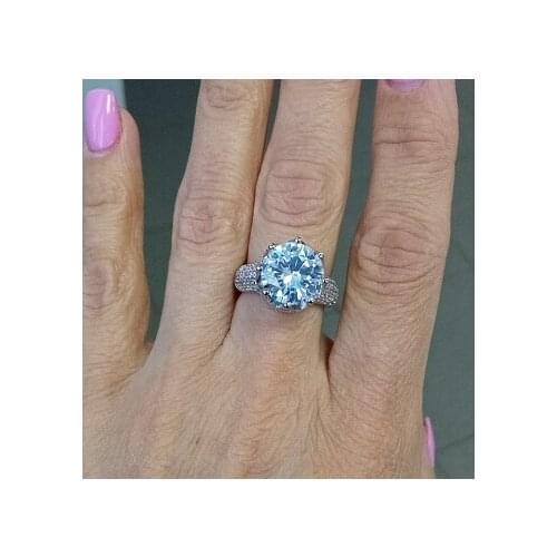 Luxury Female Big Zircon Stone Ring Silver Color Queen Crown Wedding Ring Promise Love Engagement Rings For Women