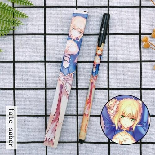 10 sets/lot Anime Fate Stay Night Gel pen Arutoria Pendoragon Saber Ballpoint Pen 0.5 Black refill Pens