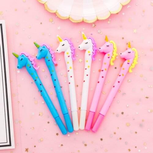 1pcs Unicorn Gel Pens Cute Pens 0.5mm Cute Stationary New Student Kawaii Pen Novelty Cartoon Gel Pen Kawaii School Supplies