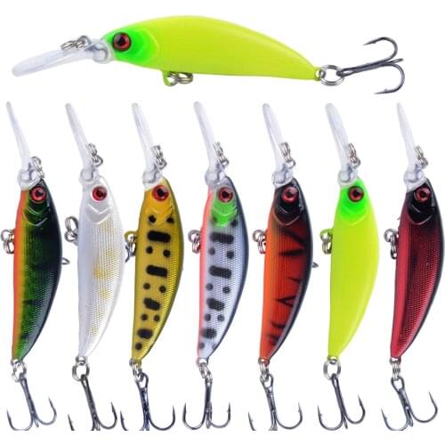 Seven Piece 70mm 6g CrankbaitsFishing Lure Artificial Fishing Lure River Minnow Pesca Pencil VIB Hard Bait Wobblers With 3D Eyes