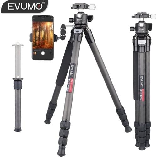 Carbon Fiber Travel Tripod for Camera PT4C Lightweight Professional Low Profile Ball Head Tripod for Phone Holder DSLR Camera