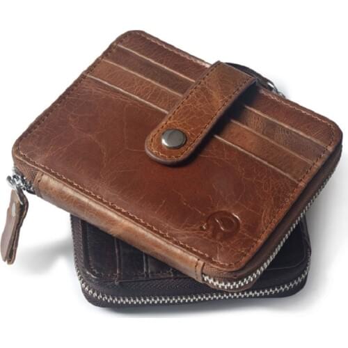 Thin Billfold Vintage Short Wallet Men Genuine Leather Clamp for Money Holder Male Credit Card Case Cash Clip 12 Card Pocket