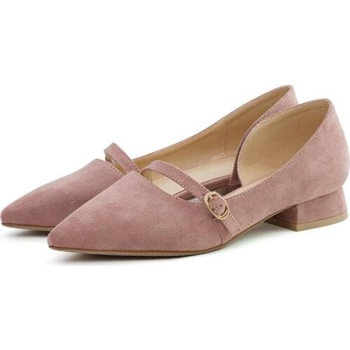 Women pumps Flock Thick with Single shoes Pointed 2.5CM High heels Womens shoes