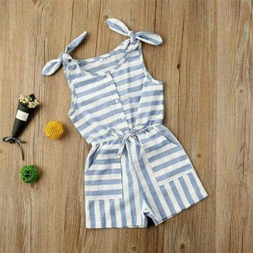 UK Casual Kid Baby Girl Stripe Clothes Sleeveless Romper Jumpsuit Outfit Sunsuit