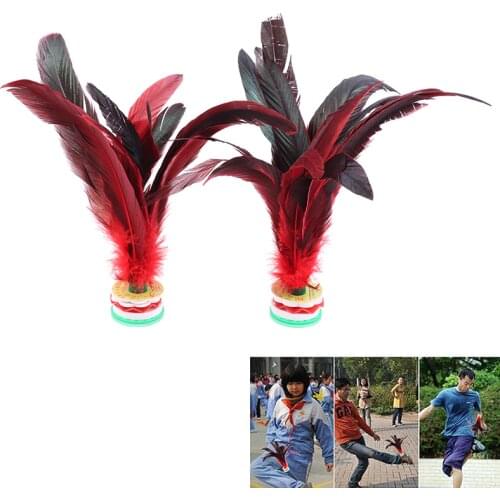 2pcs Feather Shuttlecock China Jianzi Foot Kick Hand wheel Fancy Goose Feather Shuttlecock Fitness entertainment