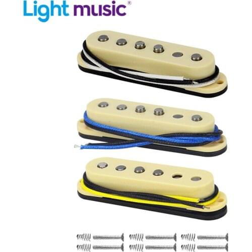 Yellow Guitar Parts Vintage Alnico 5 Guitar Single Coil Pickup Staggered Pole 52mm for FD