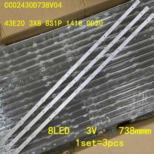 12PCS LED Backlight strip 8 Lamp CC02430D738V04 43E20 3X8 8S1P 1410 0D20 for 43LST5970 F43E8000Q PT430CT02-1 ELED46-88