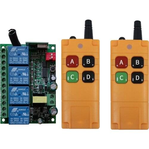 2000m AC110V 220V 230V 4CH Wireless Remote Control LED Light Switch Relay Output Radio RF Transmitter And 433 MHz Receiver