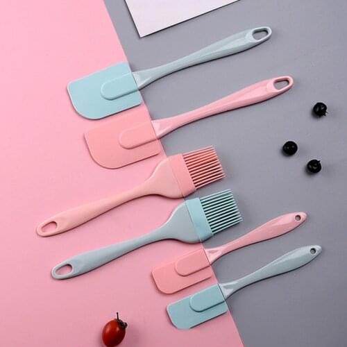 3Pcs/Set Kitchen Utensil Cooking Tools Non Stick Silicone Cream Scraper Cake Butter Spatula Mixer Oil Brush Kitchen Baking Tool