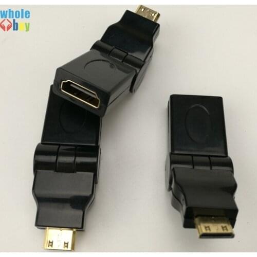 300pcs MiniHDMI-compatible Male To HDTV Female 180 Degree Rotating Adapter for 720i 720p 1080i Extender Converte HDTVAdaptor