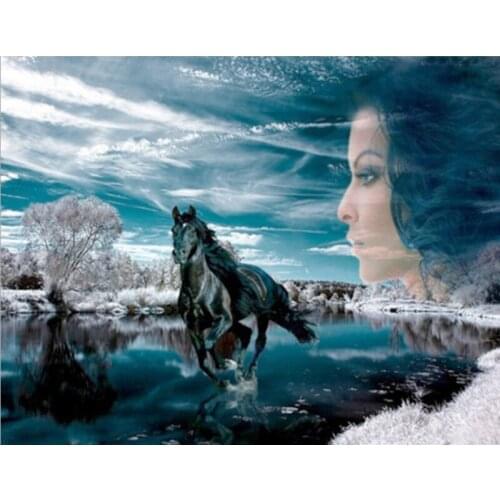 Diy 5d Diamond Painting Horse Diamond Embroidery Cross Stitch Girl Round Full Diamond Mosaic Picture Pasted Needlework Decor