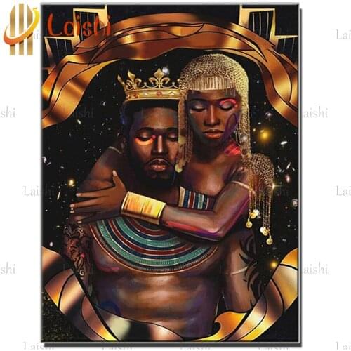 Needlework African Royal Couple Diamond Painting Diamond Embroidery Rhinestone Mosaic Picture by numbers hobby gift custom