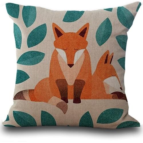Animals Crazy Like A Fox Pattern Cushion Cover For Sofa Bed Home Decor 45X45cm Decorative Throw Pillows Cover Hot Sell In Stock