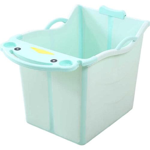 Baby Shining Folding Bath Tub 0-12Y PP Children Bath Bucket 9cm Thick Large Household Sauna Bathtub with Seat Portable Free Gift