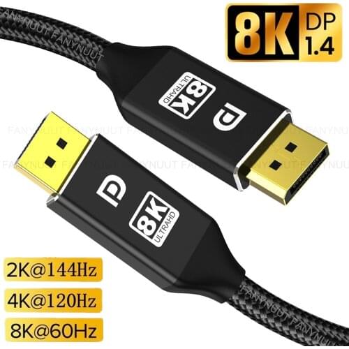 DP Cable 8K DisplayPort 1.4 Cable 8K 60Hz 4K HDR Display Port Audio Cable for SONY LG ASUS Video PC Laptop TV Display Port 1.4