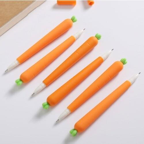 2PCS/Lot 0.5mm Orange Carrot Black Ink Gel Pens Journaling DIY Drawing Writing School Stationary Office Supplies Gifts for Kids