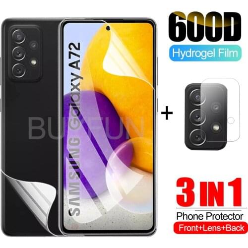 For a72 film 3-in-1 Hydrogel Film For Samsung a72 5g 4g Screen Protector Camera Film For samsung a52 a32 a42 a12 screen film