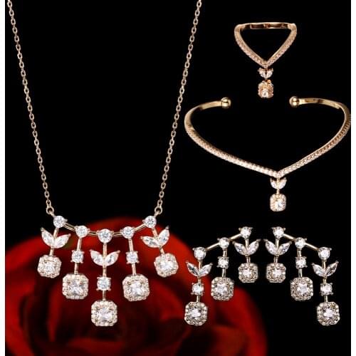 Janekelly African 4pcs Bridal Zirconia Jewelry Sets For Women jewelry sets & more Dubai Nigeria CZ Crystal Wedding Jewelry Sets