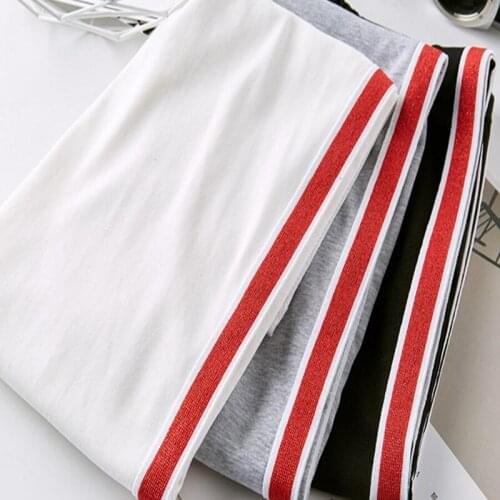 CHSDCSI Side Stripes Capris New Women Leggings High Quality Female High Waist Fitness Jeggings Leggins