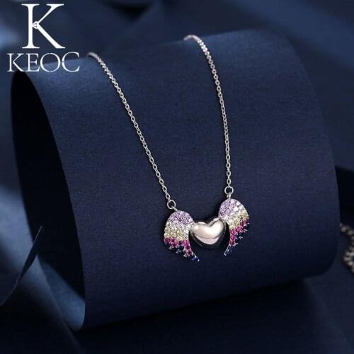 Keoc Candy Love Wings Color Zircon Necklaces for Women Accesorios Para Mujer Prom Party Fashion Jewelry Pendant Chains Gift