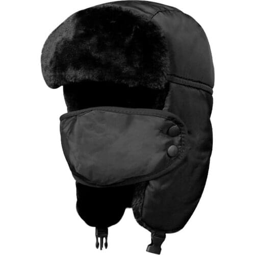 Caps Winter Unisex Face Mask Earflap Plush Lined Hat Thick Warm Outdoor Riding Cap