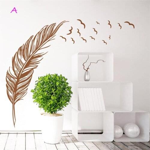 Flying Feather Living Room Wall Sticker Home Decor Adesivo De Parede Home Decoration Wallpaper Wall Sticker Art Posters Papers