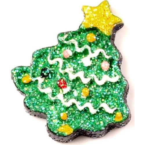 LF 10Pcs Resin Christmas Tree Patch Decoration Crafts Flatback Cabochon Embellishments For Scrapbooking Diy Accessories