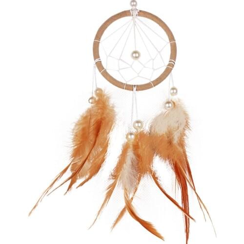 Handmade dream catcher beatuful decoration orange feather sailboat shape home wall bday decorations car is hanged adorn