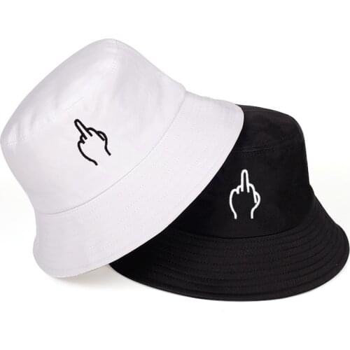 Fashion summer fisherman hat outdoor shade bucket hat finger embroidery unisex hat pure cotton hat sun hat womens bucket hats