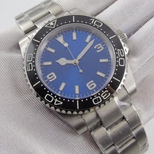 40mm Sterile Blue Dial Sapphire Glass Luminous Ceramic Bezel MIYOTA 8215 Automatic Movement Mens Watch