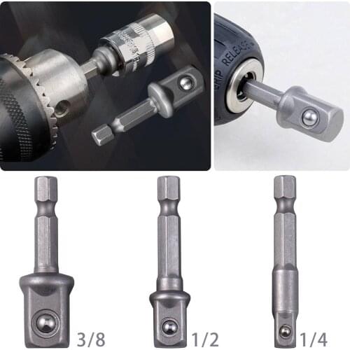3PCs/set 1/4 3/8 1/2Hex Power Drill Bit Driver Socket Bits Set Adapter Wrench Sleeve Extension Bar For Electric Screwdriver Bits