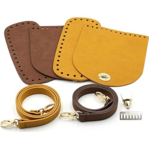 3pcs Artificial Leather Shoulder Bag Bottom Strap Replacement for DIY Handmade Knitting Crochet Handbag Sewing Accessories